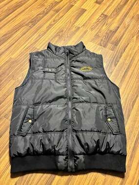 American Crown Mardi Gras 'Let The Good Times Roll' Embroidered Black Puffer Ves
